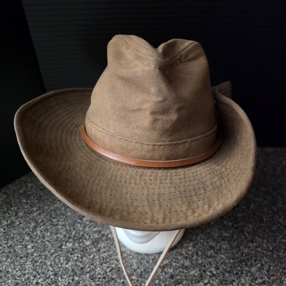 The Unbranded Brand Other - Tin Cloth Packer Hat‎ Oil Finish Waxed Canvas Leather Chin Strap Made USA Small